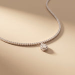 4.55 Ct Pear Cut Moissanite Halo Tennis Necklace for Women Gold Vermeil (2.5 Micron) White
