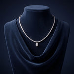 4.55 Ct Pear Cut Moissanite Halo Tennis Necklace for Women Gold Vermeil (2.5 Micron) White