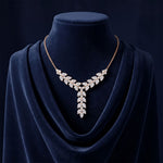 14 Ct Pear Cut Moissanite Cascading Leaf Y Necklace for Women Gold Vermeil (2.5 Micron) Rose Gold