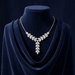 14 Ct Pear Cut Moissanite Cascading Leaf Y Necklace for Women Gold Vermeil (2.5 Micron) Gold