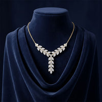 14 Ct Pear Cut Moissanite Cascading Leaf Y Necklace for Women Gold Vermeil (2.5 Micron) Gold