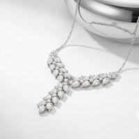 14 Ct Pear Cut Moissanite Cascading Leaf Y Necklace for Women Gold Vermeil (2.5 Micron) White