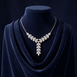 14 Ct Pear Cut Moissanite Cascading Leaf Y Necklace for Women Gold Vermeil (2.5 Micron) White