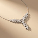 14 Ct Pear Cut Moissanite Cascading Leaf Y Necklace for Women Gold Vermeil (2.5 Micron) White