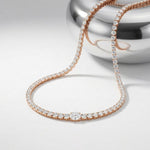 26.85 Ct Oval & Round Cut Moissanite Classic Tennis Necklace for Women Gold Vermeil (2.5 Micron) Rose Gold