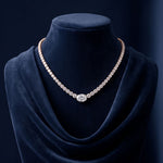 26.85 Ct Oval & Round Cut Moissanite Classic Tennis Necklace for Women Gold Vermeil (2.5 Micron) Rose Gold
