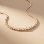 26.85 Ct Oval & Round Cut Moissanite Classic Tennis Necklace for Women Gold Vermeil (2.5 Micron) Rose Gold