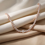 26.85 Ct Oval & Round Cut Moissanite Classic Tennis Necklace for Women Gold Vermeil (2.5 Micron) Rose Gold