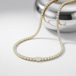 26.85 Ct Oval & Round Cut Moissanite Classic Tennis Necklace for Women Gold Vermeil (2.5 Micron) Gold