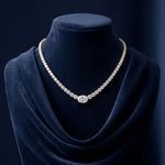 26.85 Ct Oval & Round Cut Moissanite Classic Tennis Necklace for Women Gold Vermeil (2.5 Micron) Gold