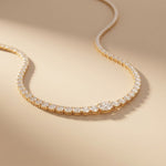 26.85 Ct Oval & Round Cut Moissanite Classic Tennis Necklace for Women Gold Vermeil (2.5 Micron) Gold