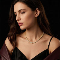 26.85 Ct Oval & Round Cut Moissanite Classic Tennis Necklace for Women Gold Vermeil (2.5 Micron) Gold