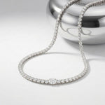 26.85 Ct Oval & Round Cut Moissanite Classic Tennis Necklace for Women Gold Vermeil (2.5 Micron) White