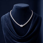 26.85 Ct Oval & Round Cut Moissanite Classic Tennis Necklace for Women Gold Vermeil (2.5 Micron) White