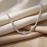 26.85 Ct Oval & Round Cut Moissanite Classic Tennis Necklace for Women Gold Vermeil (2.5 Micron) White
