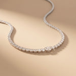 26.85 Ct Oval & Round Cut Moissanite Classic Tennis Necklace for Women Gold Vermeil (2.5 Micron) White