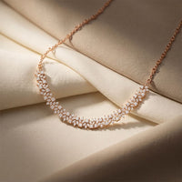 23.20 Ct Princess & Marquise Cut Moissanite Botanical Link Necklace for Women Gold Vermeil (2.5 Micron) Rose Gold