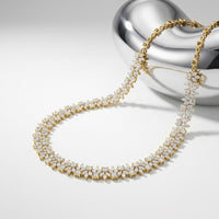 23.20 Ct Princess & Marquise Cut Moissanite Botanical Link Necklace for Women Gold Vermeil (2.5 Micron) Gold