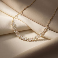 23.20 Ct Princess & Marquise Cut Moissanite Botanical Link Necklace for Women Gold Vermeil (2.5 Micron) Gold