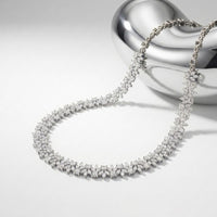 23.20 Ct Princess & Marquise Cut Moissanite Botanical Link Necklace for Women Gold Vermeil (2.5 Micron) White