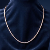37.50 Ct Round Cut Moissanite Classic Line Tennis Necklace for Women Gold Vermeil (2.5 Micron) Rose Gold