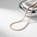 37.50 Ct Round Cut Moissanite Classic Line Tennis Necklace for Women Gold Vermeil (2.5 Micron) Rose Gold