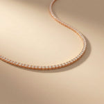 37.50 Ct Round Cut Moissanite Classic Line Tennis Necklace for Women Gold Vermeil (2.5 Micron) Rose Gold