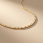 37.50 Ct Round Cut Moissanite Classic Line Tennis Necklace for Women Gold Vermeil (2.5 Micron) Gold