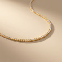 37.50 Ct Round Cut Moissanite Classic Line Tennis Necklace for Women Gold Vermeil (2.5 Micron) Gold
