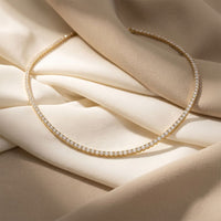 37.50 Ct Round Cut Moissanite Classic Line Tennis Necklace for Women Gold Vermeil (2.5 Micron) Gold