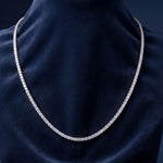 37.50 Ct Round Cut Moissanite Classic Line Tennis Necklace for Women Gold Vermeil (2.5 Micron) White