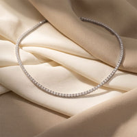 37.50 Ct Round Cut Moissanite Classic Line Tennis Necklace for Women Gold Vermeil (2.5 Micron) White