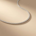 37.50 Ct Round Cut Moissanite Classic Line Tennis Necklace for Women Gold Vermeil (2.5 Micron) White