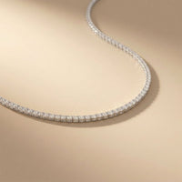 37.50 Ct Round Cut Moissanite Classic Line Tennis Necklace for Women Gold Vermeil (2.5 Micron) White