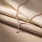 27.65 Ct Round Cut Moissanite Floating Y-Drop Necklace Gold Vermeil (2.5 Micron) Rose Gold