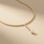 27.65 Ct Round Cut Moissanite Floating Y-Drop Necklace Gold Vermeil (2.5 Micron) Gold