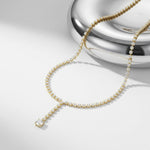 27.65 Ct Round Cut Moissanite Floating Y-Drop Necklace Gold Vermeil (2.5 Micron) Gold