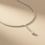 27.65 Ct Round Cut Moissanite Floating Y-Drop Necklace Gold Vermeil (2.5 Micron) White