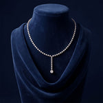 27.65 Ct Round Cut Moissanite Floating Y-Drop Necklace Gold Vermeil (2.5 Micron) White