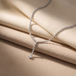 27.65 Ct Round Cut Moissanite Floating Y-Drop Necklace Gold Vermeil (2.5 Micron) White