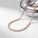 24.06 Ct Emerald Cut Moissanite Baguette Line Tennis Necklace Gold Vermeil (2.5 Micron) Rose Gold