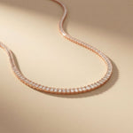 24.06 Ct Emerald Cut Moissanite Baguette Line Tennis Necklace Gold Vermeil (2.5 Micron) Rose Gold