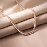 24.06 Ct Emerald Cut Moissanite Baguette Line Tennis Necklace Gold Vermeil (2.5 Micron) Rose Gold