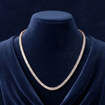 24.06 Ct Emerald Cut Moissanite Baguette Line Tennis Necklace Gold Vermeil (2.5 Micron) Rose Gold