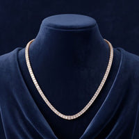 24.06 Ct Emerald Cut Moissanite Baguette Line Tennis Necklace Gold Vermeil (2.5 Micron) Rose Gold