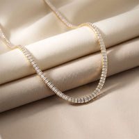 24.06 Ct Emerald Cut Moissanite Baguette Line Tennis Necklace Gold Vermeil (2.5 Micron) Gold