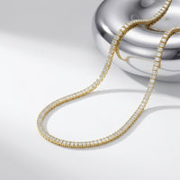 24.06 Ct Emerald Cut Moissanite Baguette Line Tennis Necklace Gold Vermeil (2.5 Micron) Gold