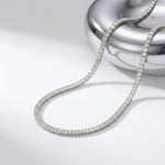 24.06 Ct Emerald Cut Moissanite Baguette Line Tennis Necklace Gold Vermeil (2.5 Micron) White