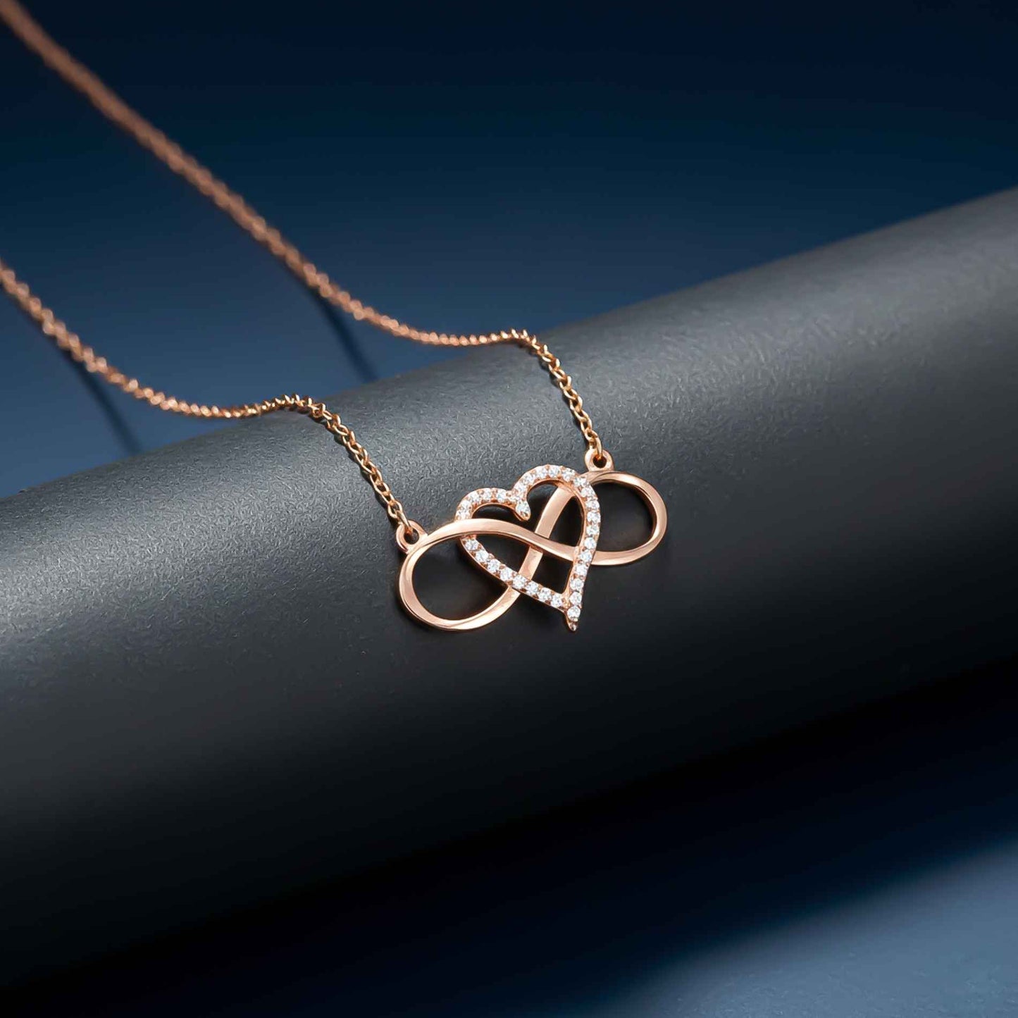 Sterling Silver Heart Infinity Necklace