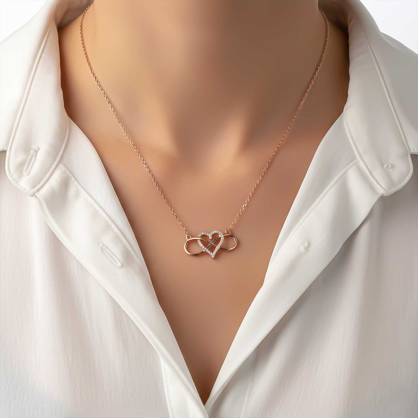 Sterling Silver Heart Infinity Necklace